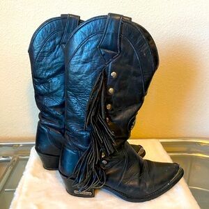 Harley-Davidson Black Fringe Cowboy Boots